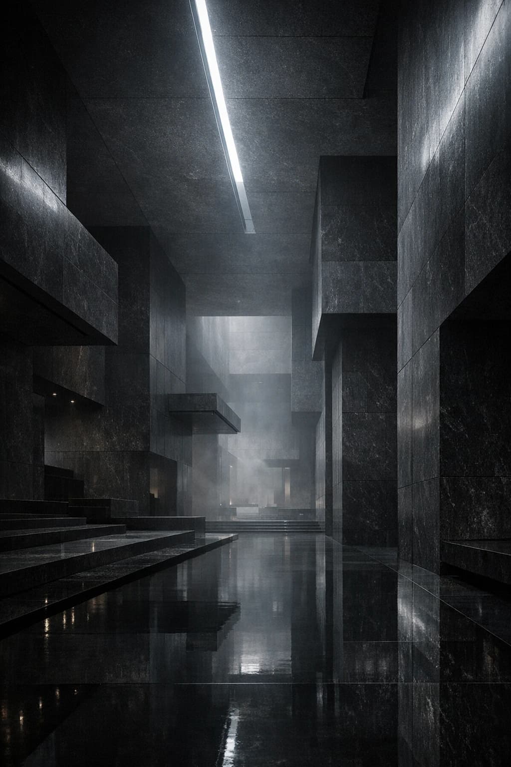 Monolityczne atrium z promieniami światła z świetlika