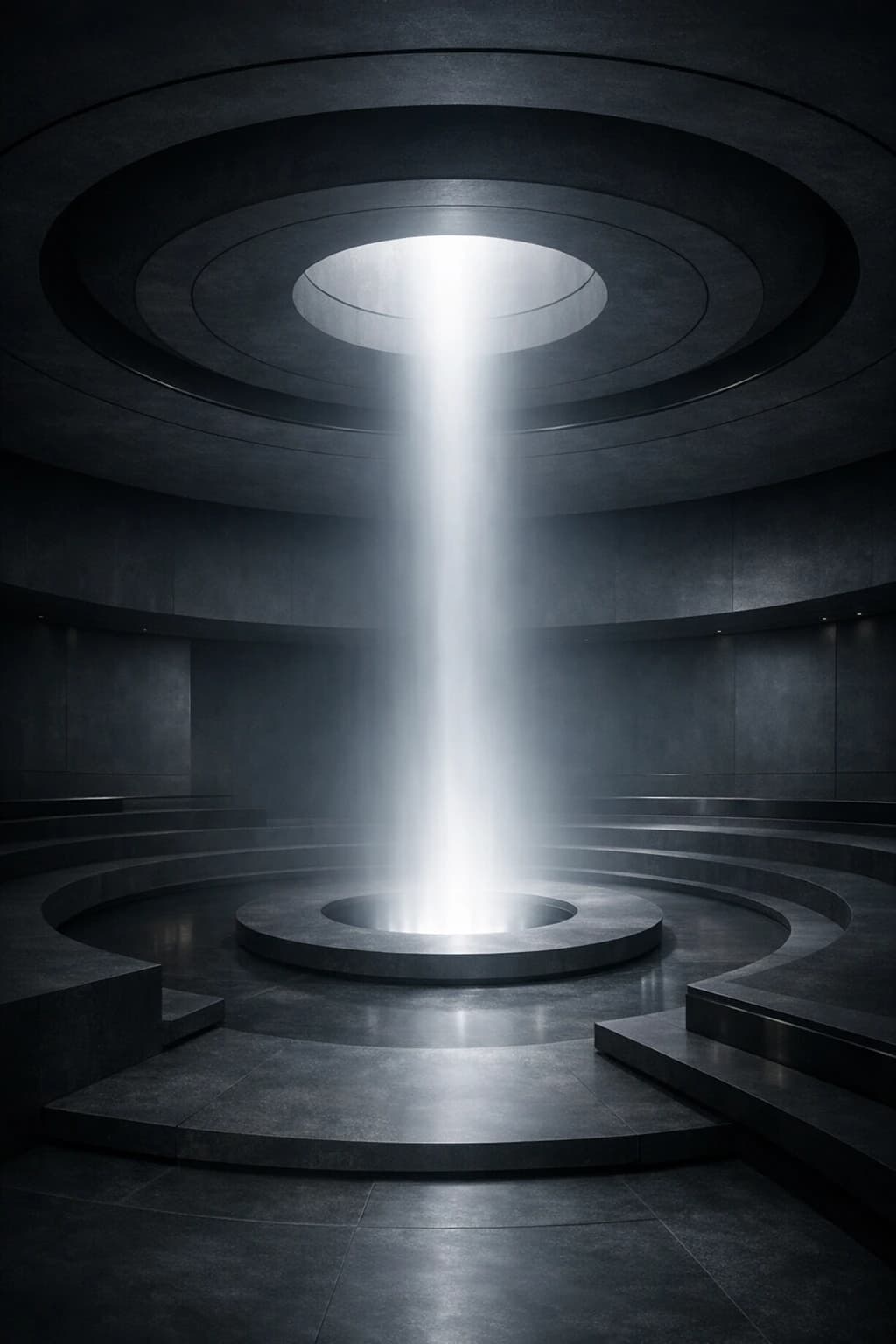 Okrągła komora z pionową wiązką światła