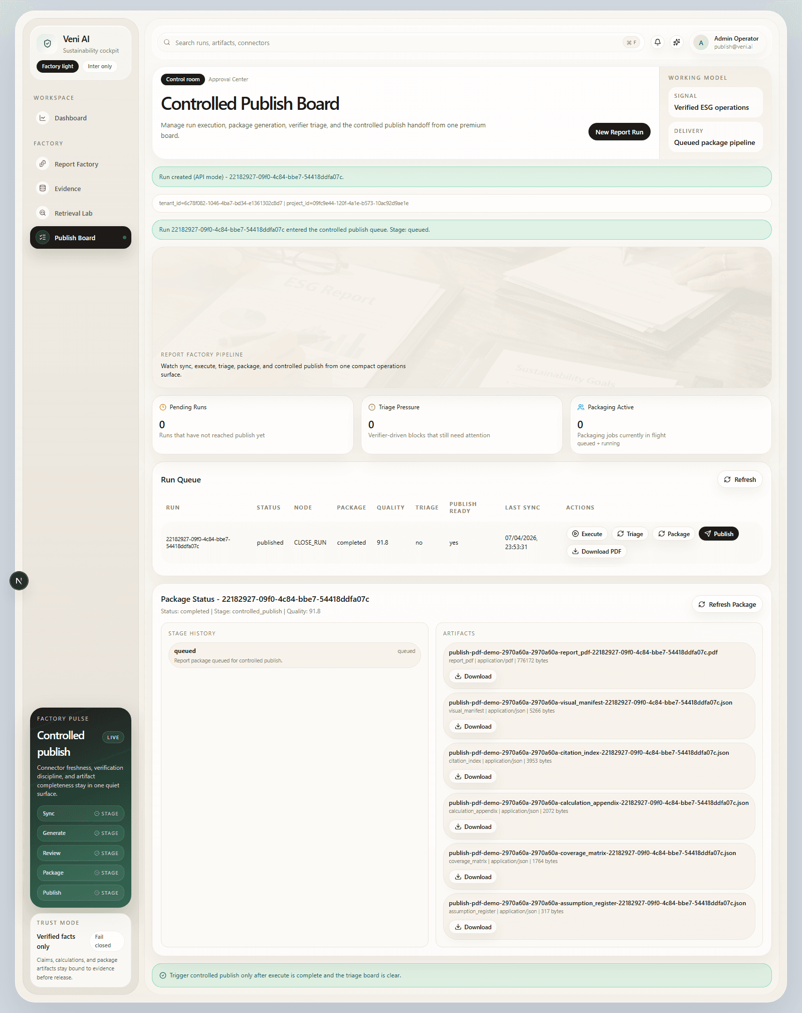 Kontrollü yayın panosu ekran görüntüsü