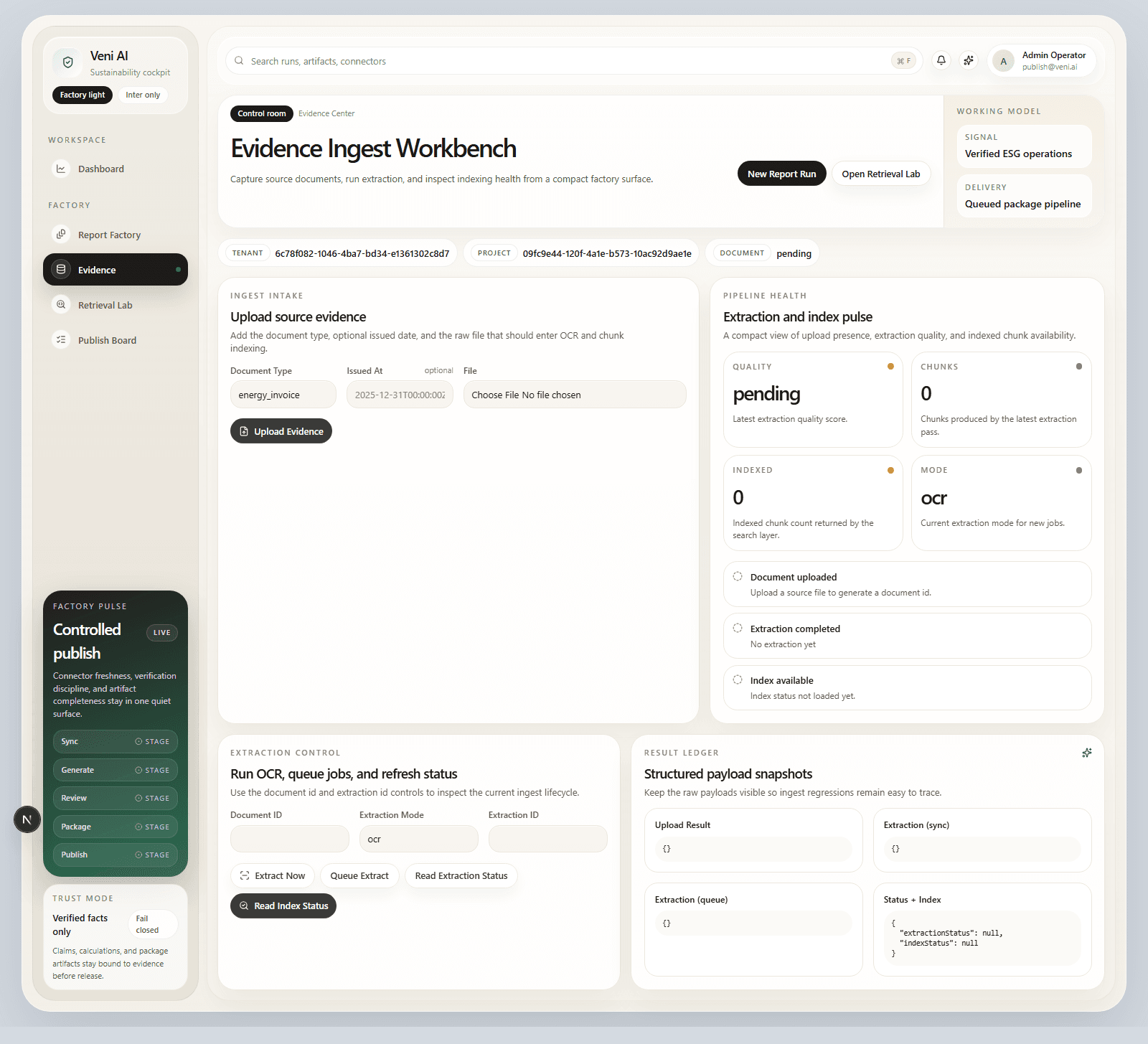 Kanıt merkezi ekran görüntüsü
