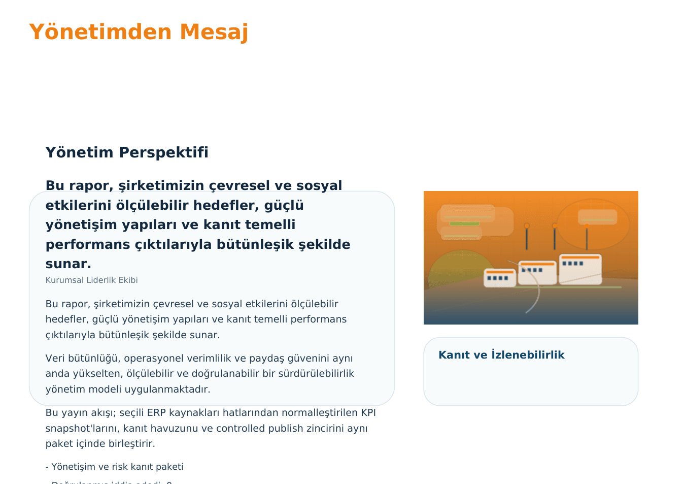 Oluşturulan yönetişim sayfası önizlemesi