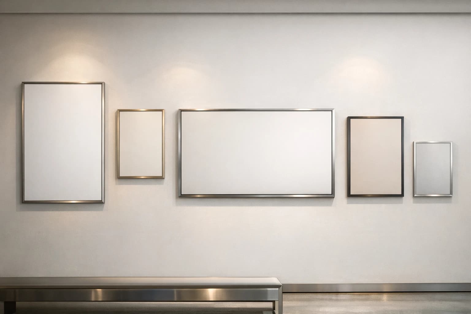 Mockup plakatu na ścianie galerii z miękkim oświetleniem