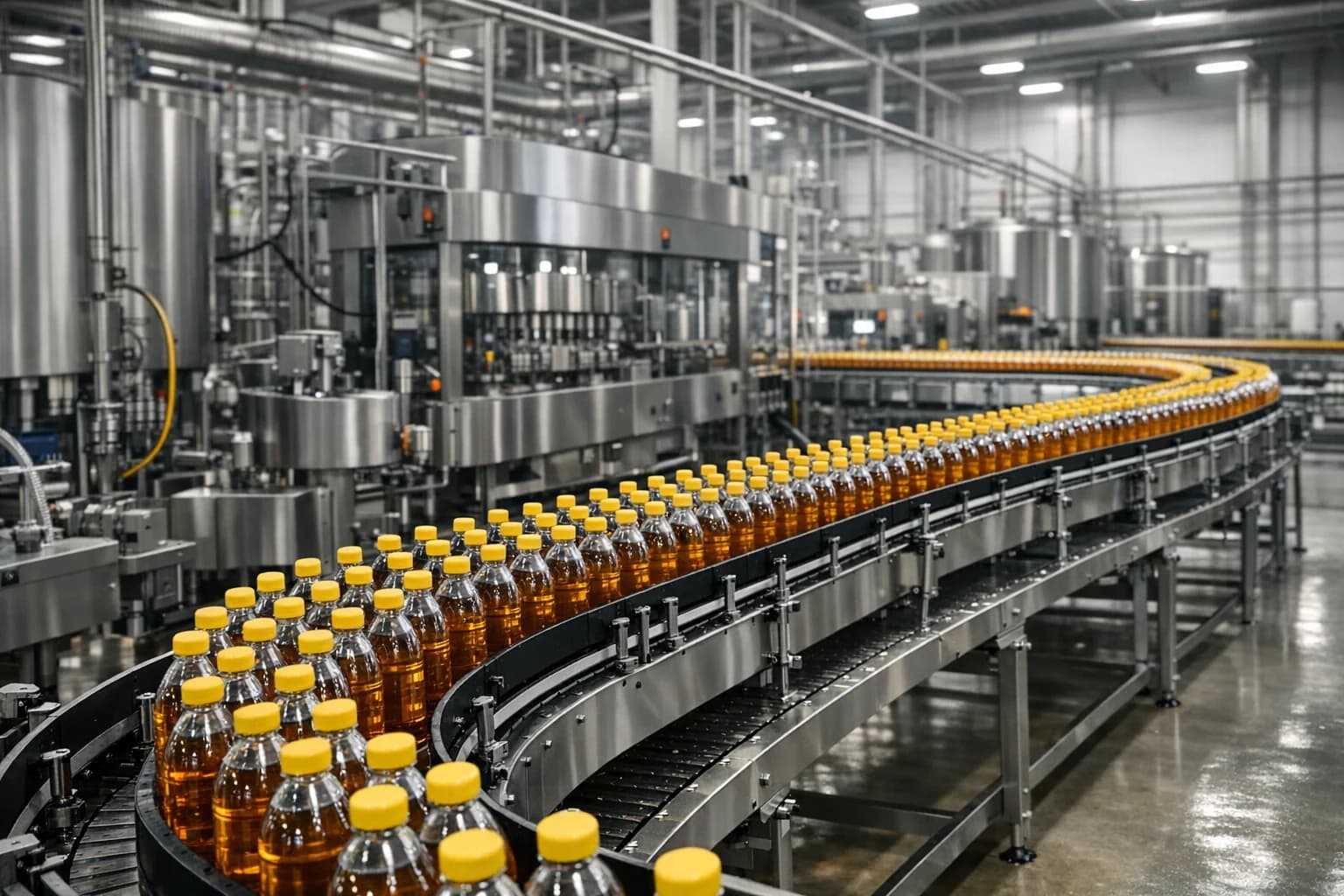 Tam kapasite çalışan sinematik gıda ve içecek dolum hattı