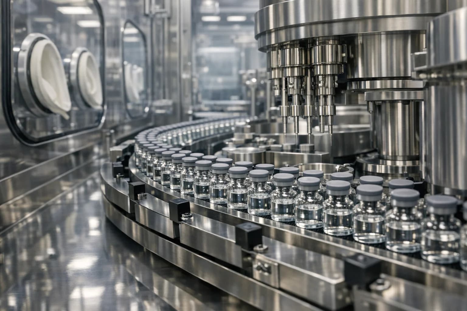 خط تعبئة دوائي سينمائي داخل بنية تحتية لغرفة نظيفة معقمة