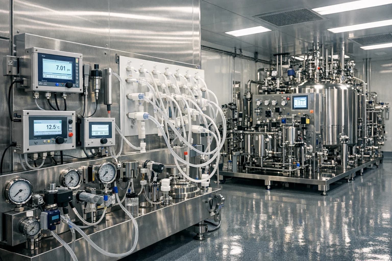 تحليلات عمليات الأدوية ووحدات المرافق في بيئة إنتاج متوافقة مع GMP