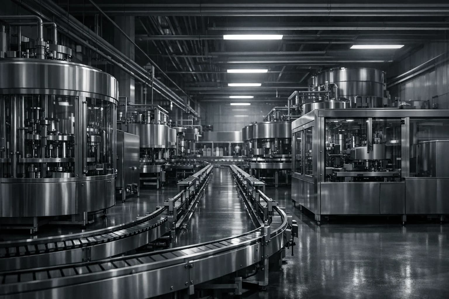 Filmisk livsmedelsproduktionslinje med utrustning i rostfritt stål