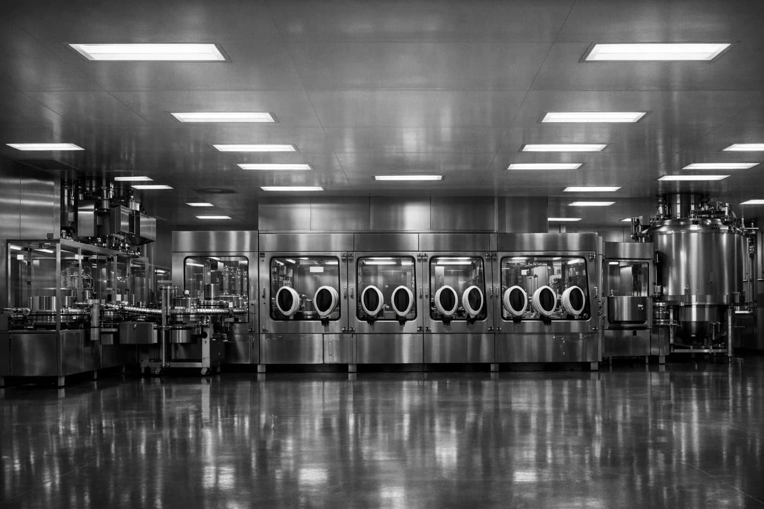 Linea di produzione farmaceutica cinematica e cleanroom