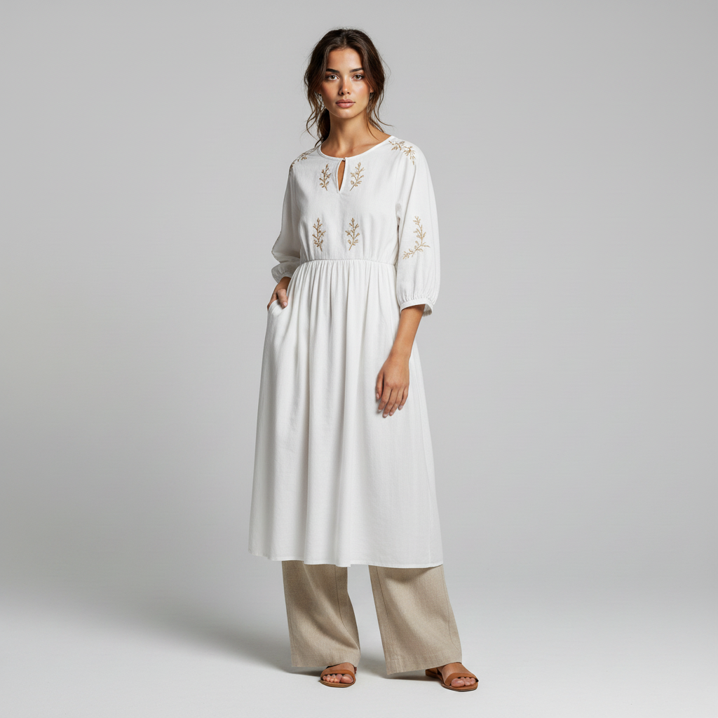 Beyaz Dantel Elbise Giydirilmiş